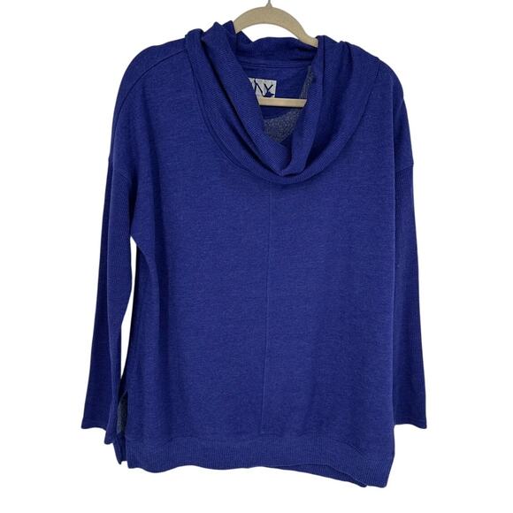 Marc New York Royal Blue Cowl Neck Sweater Waffle Knit Sleeves Winter Casual L - Picture 1 of 9